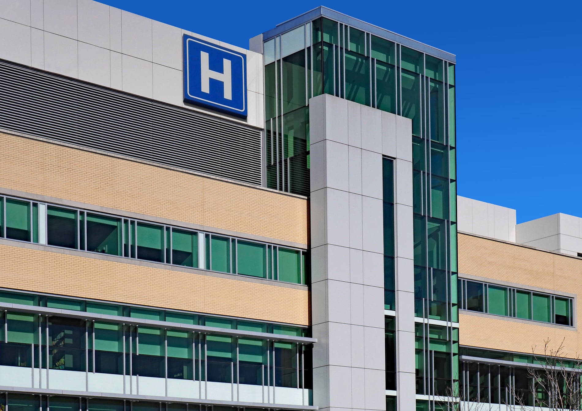 Front entrance to a hospital