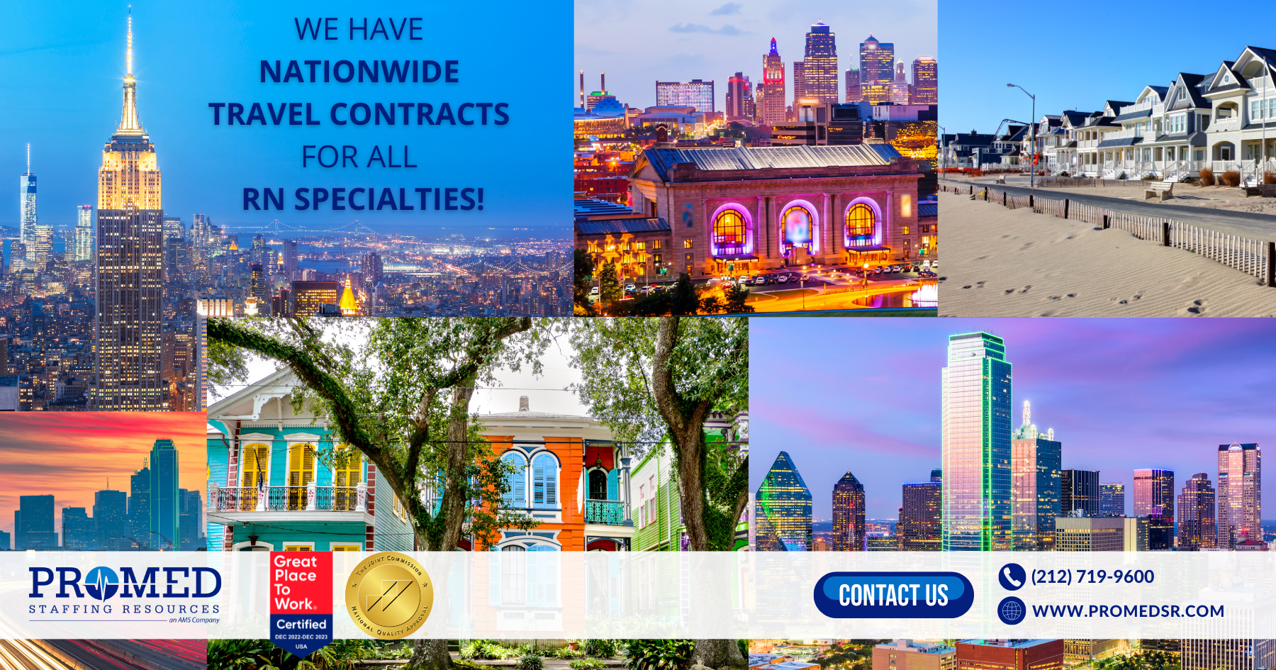 Travel Nurses, we have nationwide travel contracts for all RN specialties!